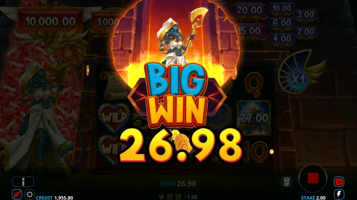 Ammit Hellfire slot game screen featuring the Egyptian goddess theme